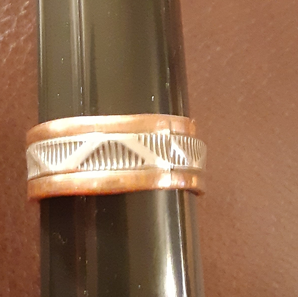 Native American Navajo Copper and Silver Ring Randy Secatero Size 9.25